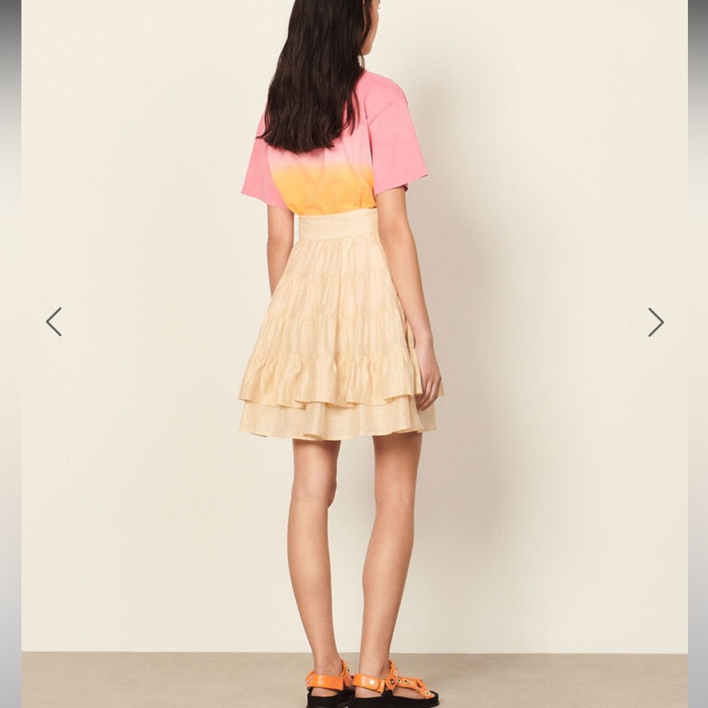 SANDRO| Beige Ruffled Skirt - Picture 3 of 12